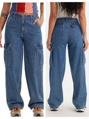 Levi's Women's '94 Baggy Mid Rise Vintage Fit Straight Leg Cargo Jeans Size 26